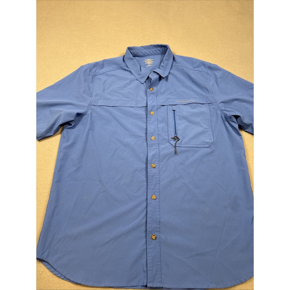 G.H. Bass & Co. For Hard Service BLUE Men's LARGE Short Sleeve Shirt Outdoor